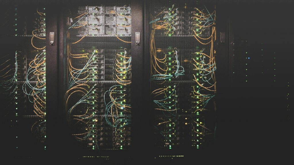 Server racks in a secure data centre